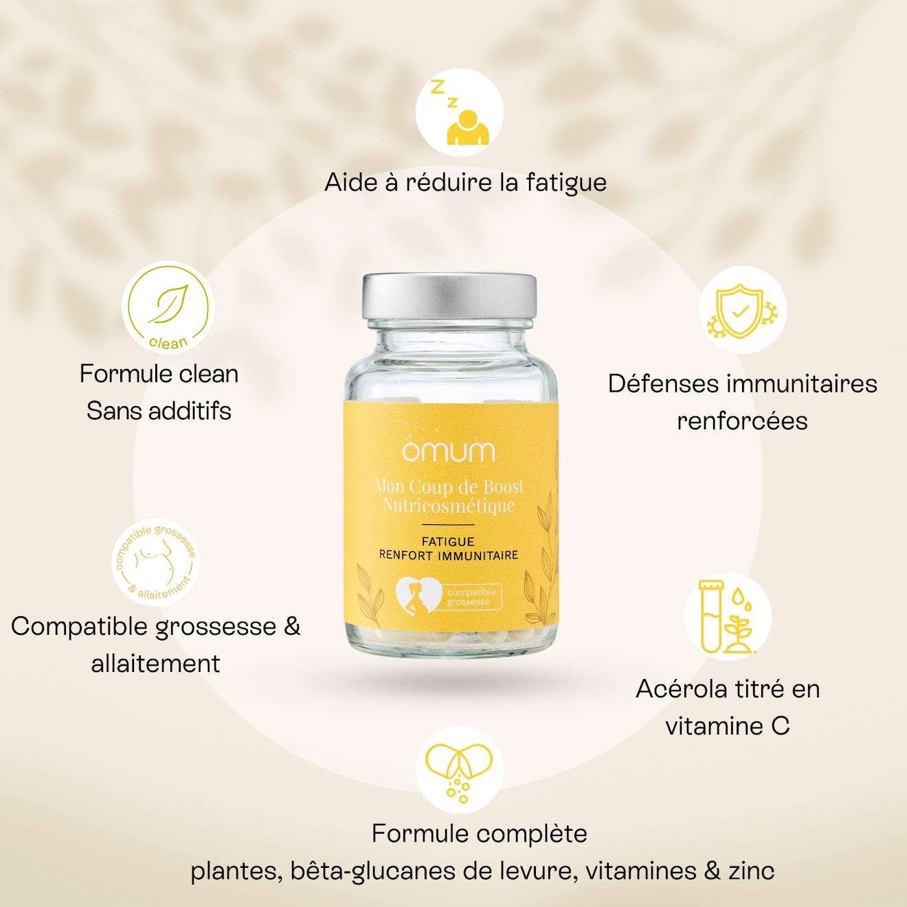 Complément Alimentaire Maternité Fatigue Et Immunité Mon Coup De Boost - 60 Gélules 1 Mois Multicolore (Omum) - Image 2