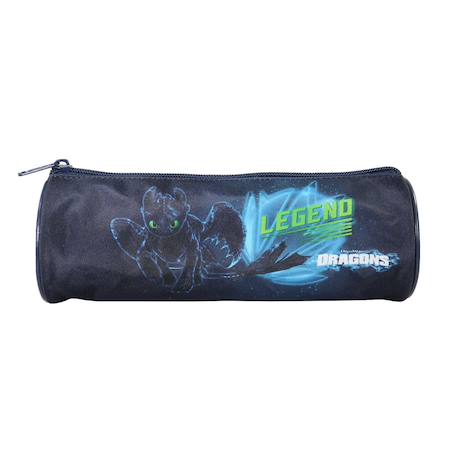Fille-Dragons - trousse scolaire ronde - bleu - garçon - 1 compartiment zippé