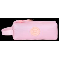 Jouet-Marshmallow - trousse scolaire double compartiment platinum - rose irisé - fille