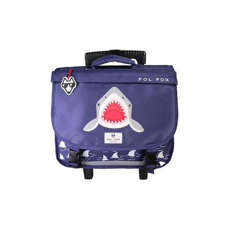Garçon-Accessoires-Fourniture scolaire-Cartable-Cartable - roulettes 38 cm garçon pol fox shark réversible avec - compartiments - primaire - bleu marine avec motif requin