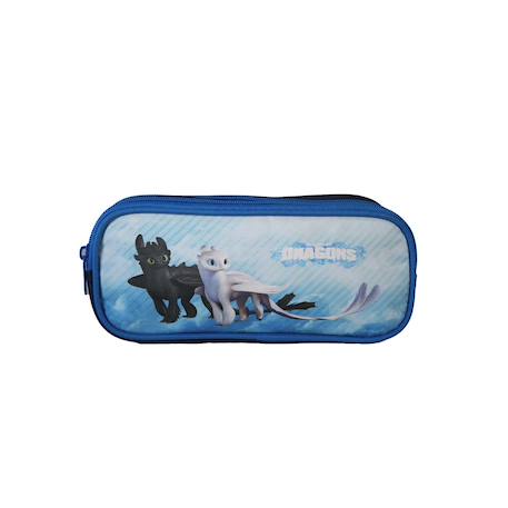 Garçon-Dragons - trousse rectangulaire - bleu - garçon - 2 compartiments