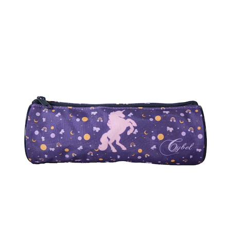 Fille-Cybel - trousse scolaire ronde - violet - fille - 1 compartiment zippé
