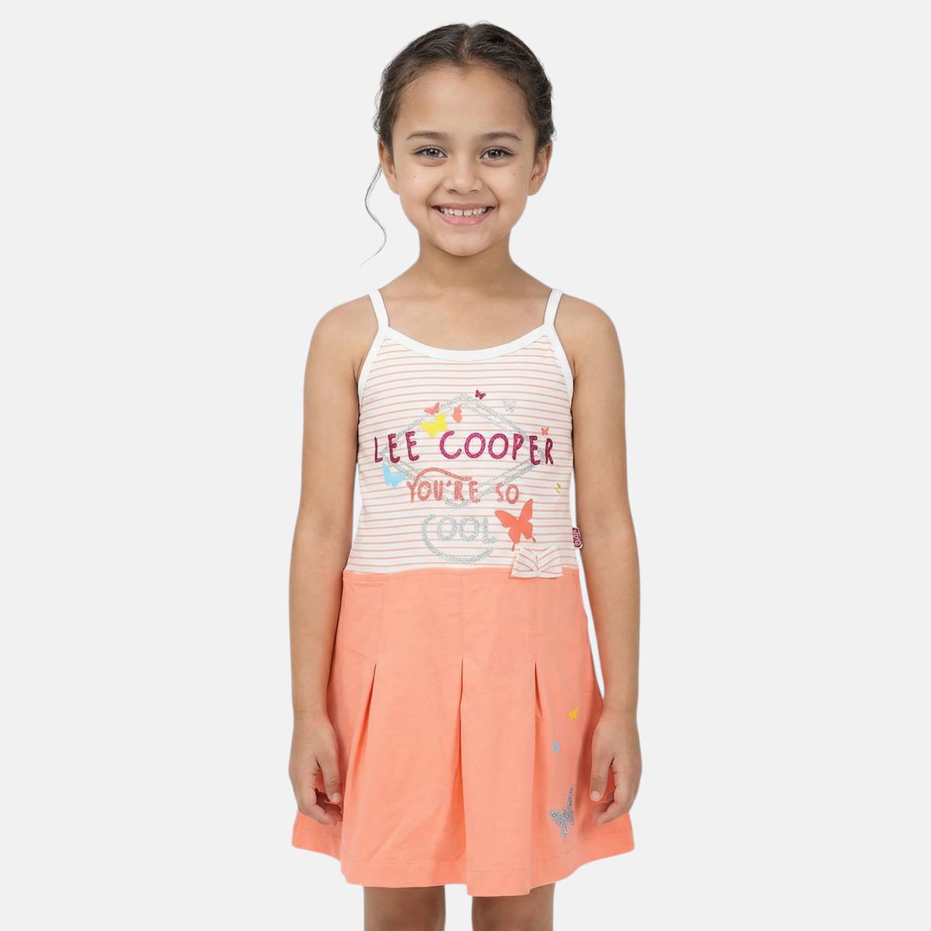 Robe Fille Imprim Logo Col Rond Corail 24 €