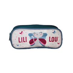 -Lili lou - trousse scolaire rectangulaire - beige - fille - 2 compartiments