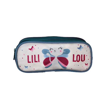 Lili lou - trousse scolaire rectangulaire - beige - fille - 2 compartiments  - vertbaudet enfant