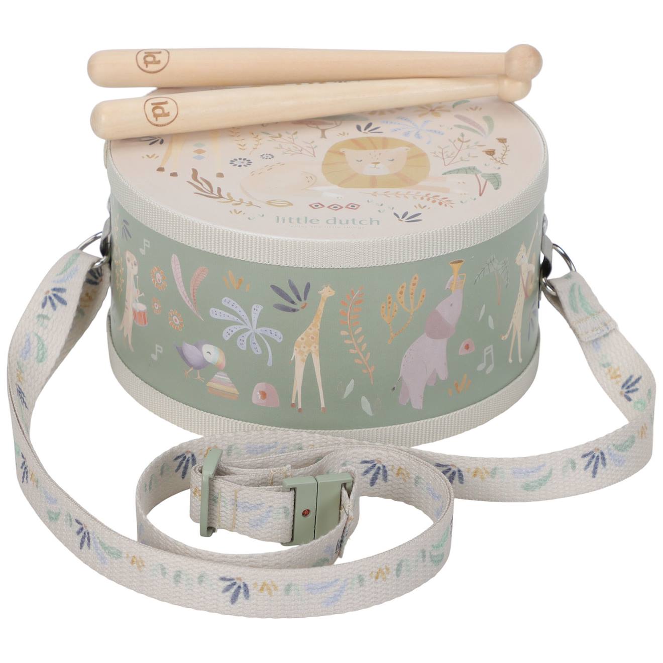 Tambour En Bois Safari Friends Vert, Multicolore, Bois Tambour En Bois Safari Friends Vert, Multicolore, Bois
