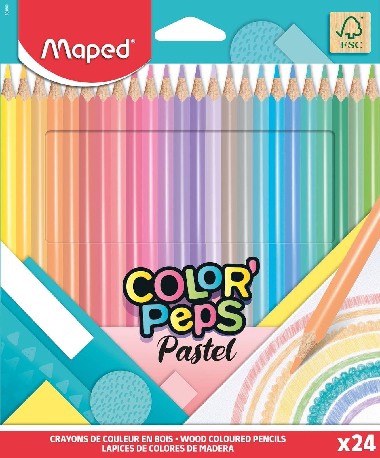 Crayons De Couleur Color Peps Pastels En Bois Multicolore
