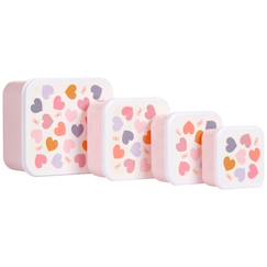 Puériculture-Lot de 4 boîtes à goûter cœurs