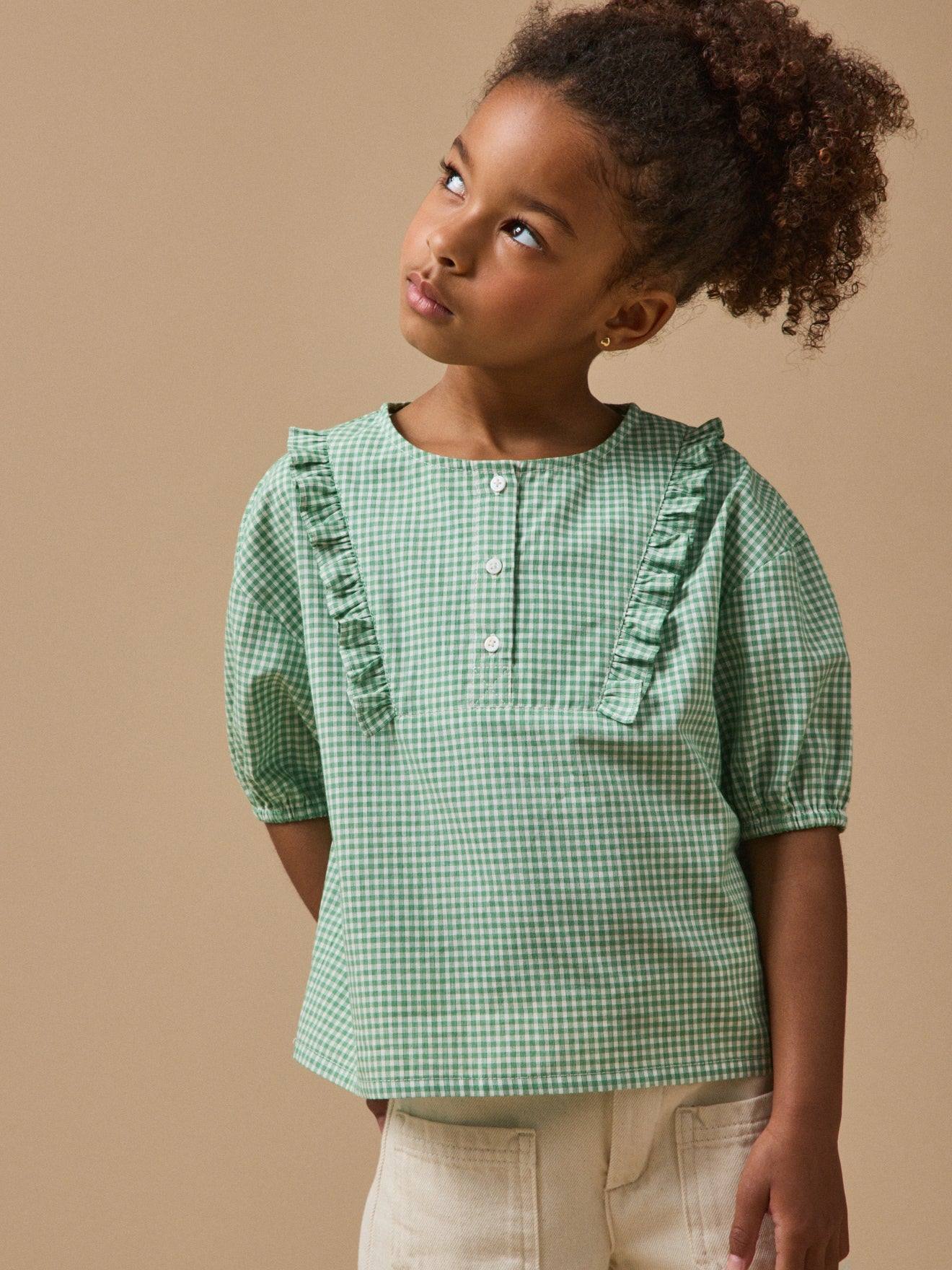Blouse Imprime Vichy Fille Mini Carreaux Vert 35 €