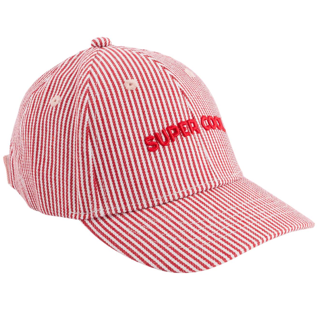 Casquette Enfant Marinière Super Cool (3-6 Ans) Rouge, Blanc