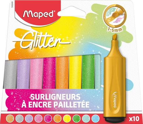 Fille-Accessoires-Fourniture scolaire-stylo, règle, ciseaux-Surligneurs fluo glitter pour l'école