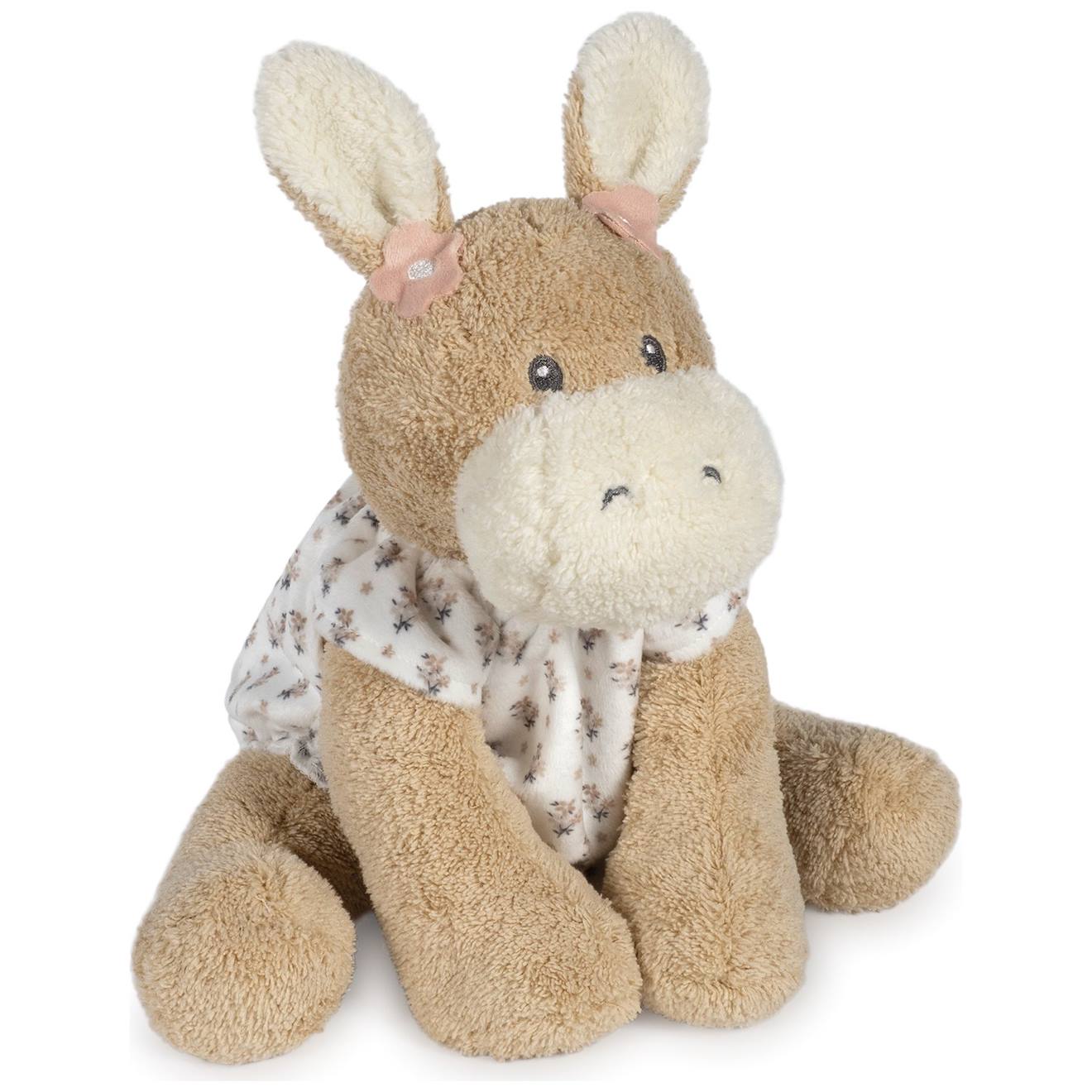 Âne En Peluche Botton Fleurs Beige
