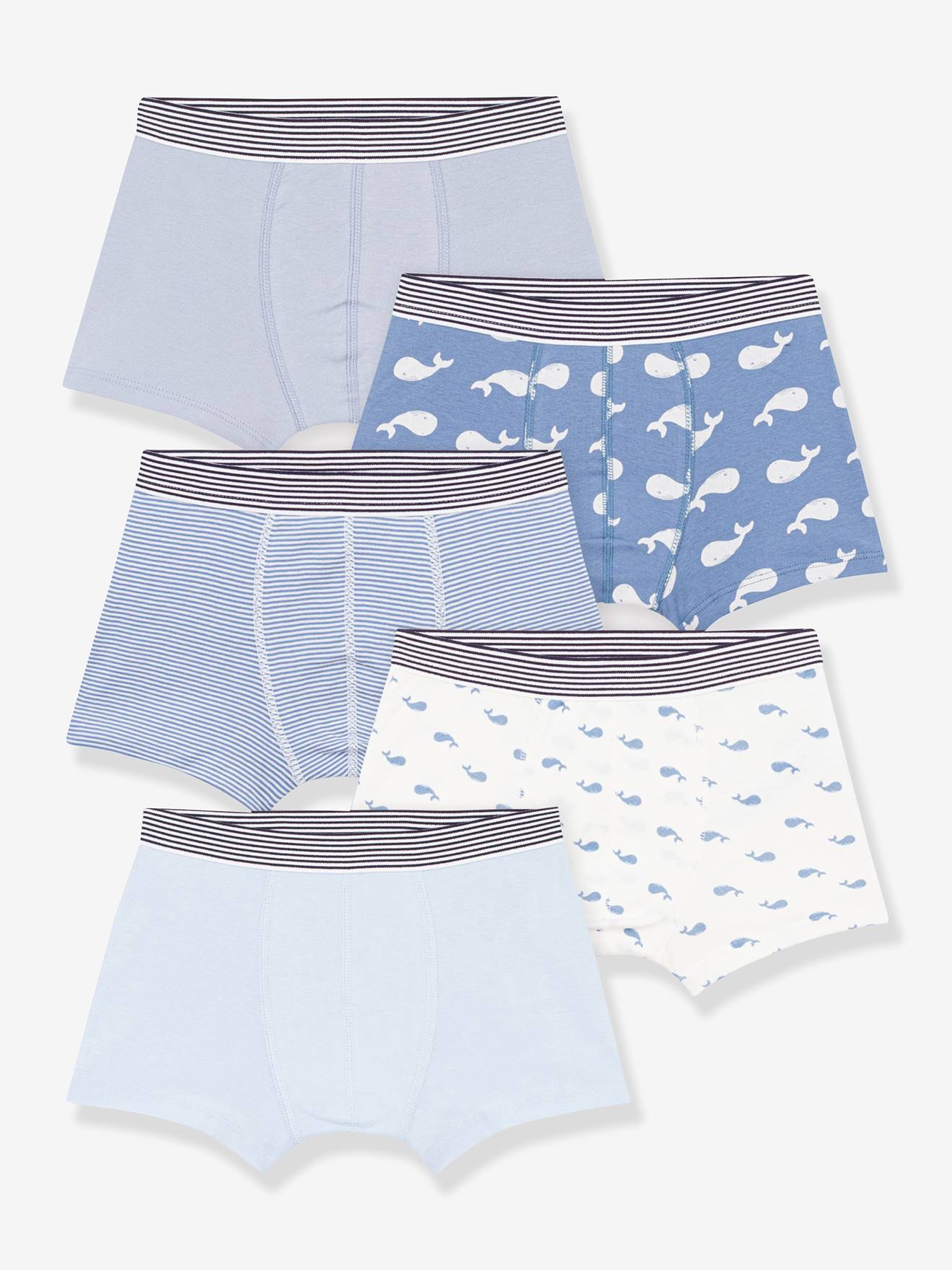 Lot 5 boxers enfant bleu