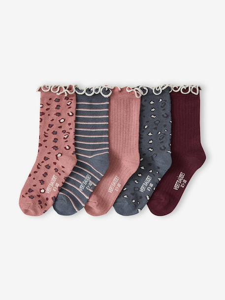 Fille-Sous-vêtement-Lot de 5 paires de chaussettes « léopard » fille