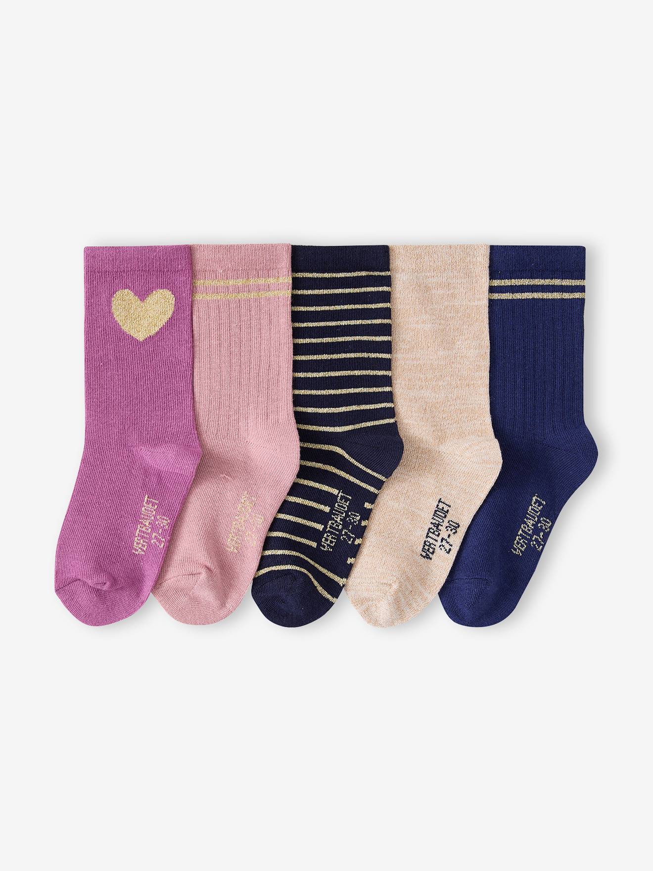 Lot de 5 chaussettes fille mauve 12$