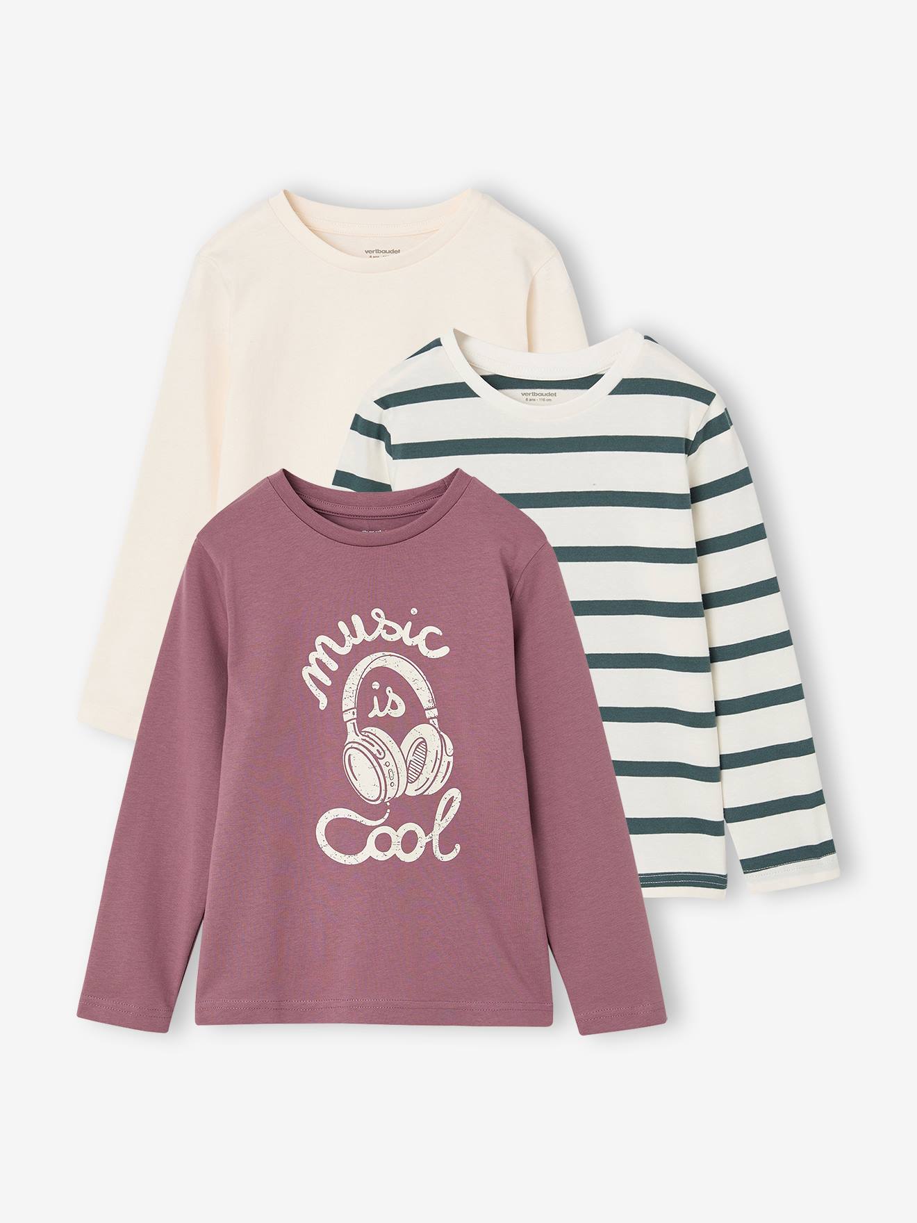 Lot de 3 T-shirts manches longues garçon lilas