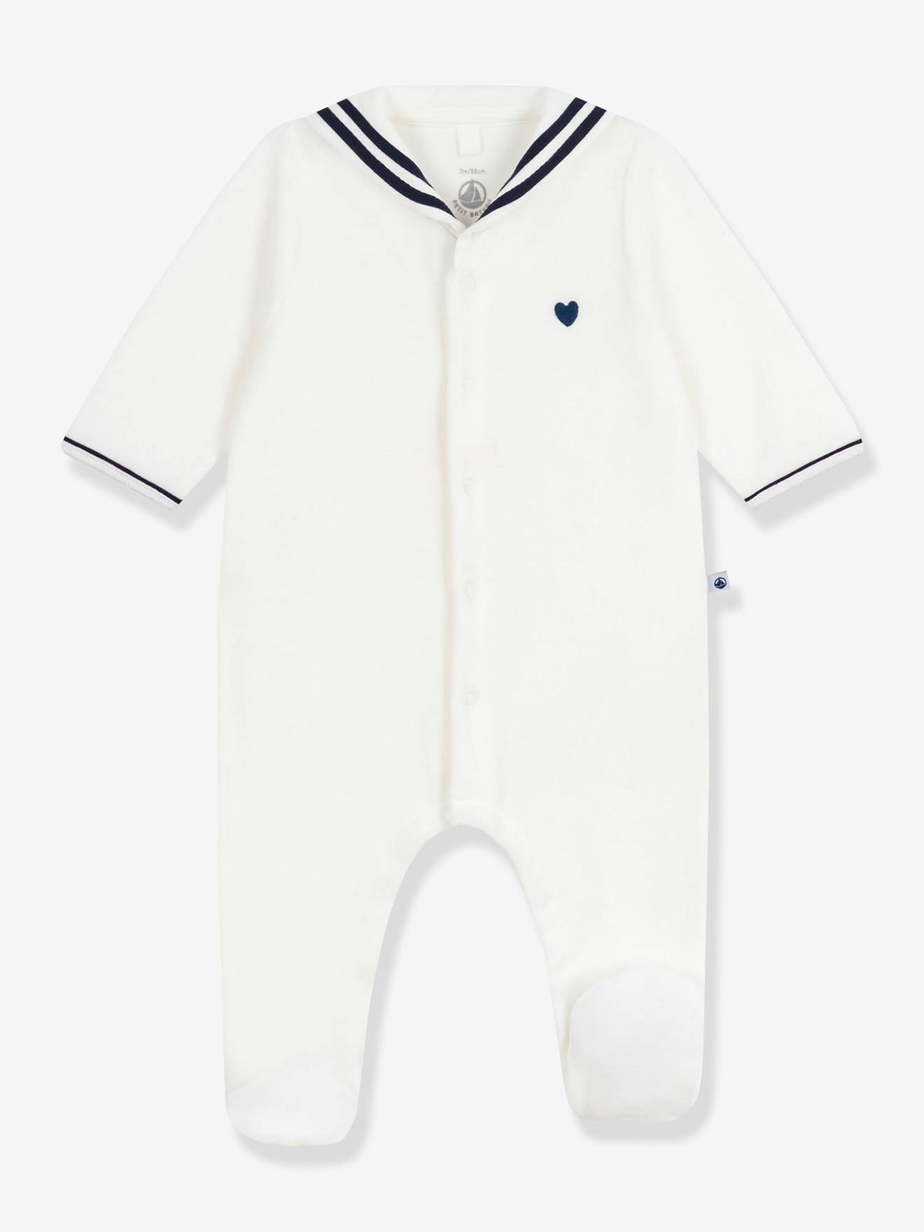Pyjama bébé col vareuse blanc (Petit Bateau) - Couverture