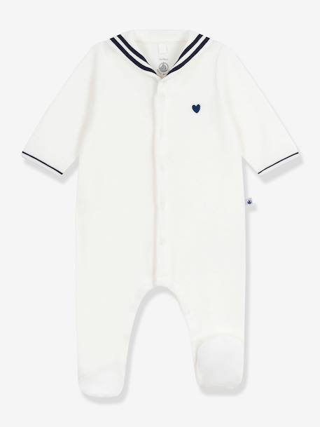 Petit Bateau - Pyjama bébé col vareuse blanc