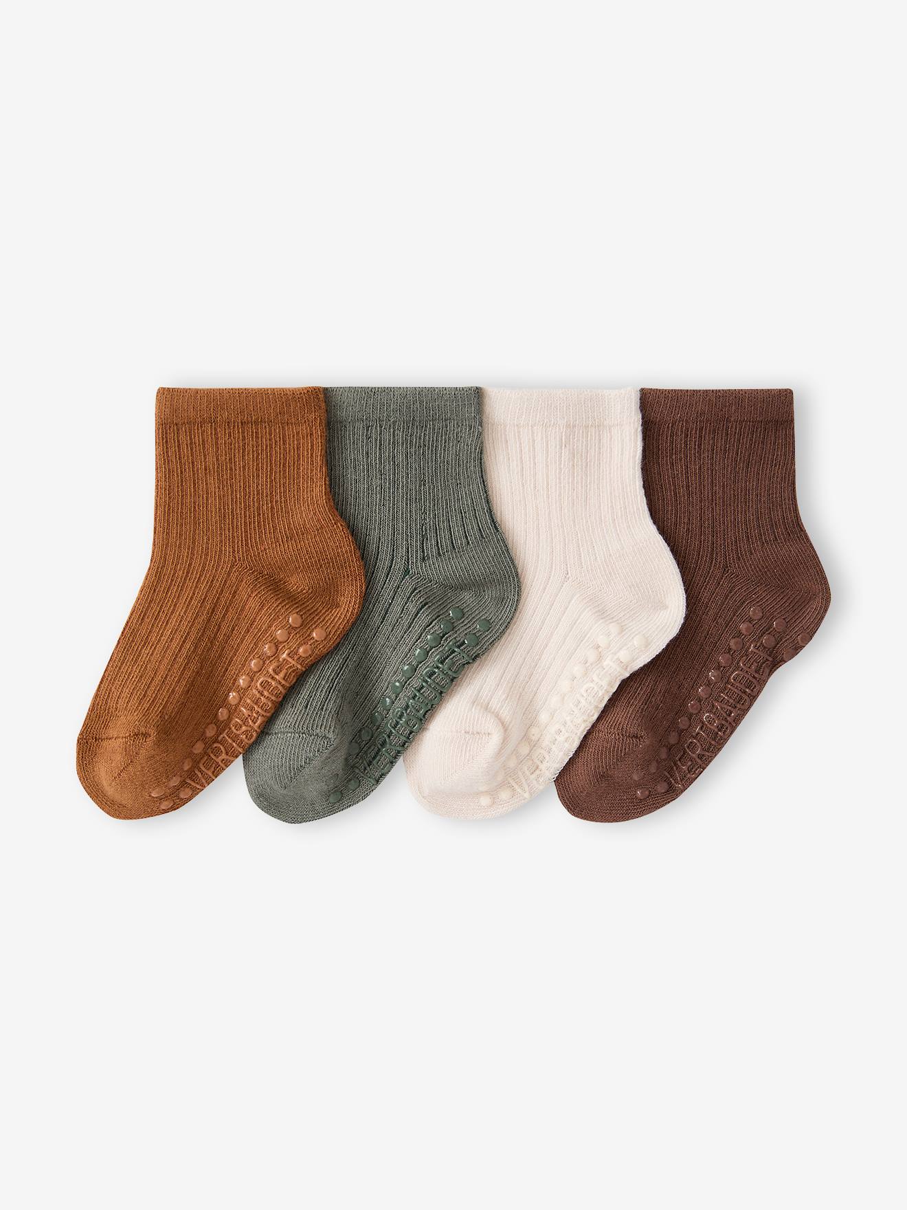 Lot de 4 chaussettes bébé garçon noisette