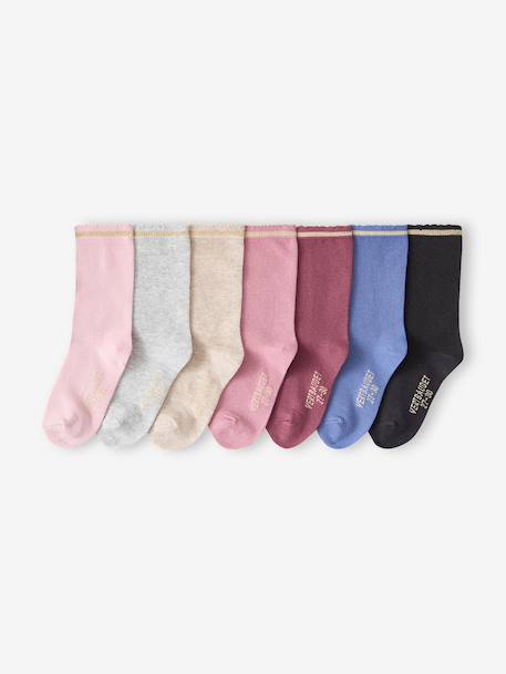 Fille-Lot de 7 paires de mi-chaussettes fille lurex