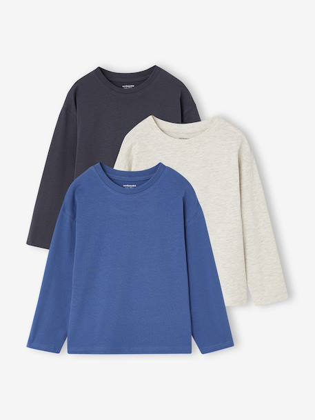 Lot de 3 T-shirts manches longues garçon bleu roi+vert 1 - vertbaudet enfant 