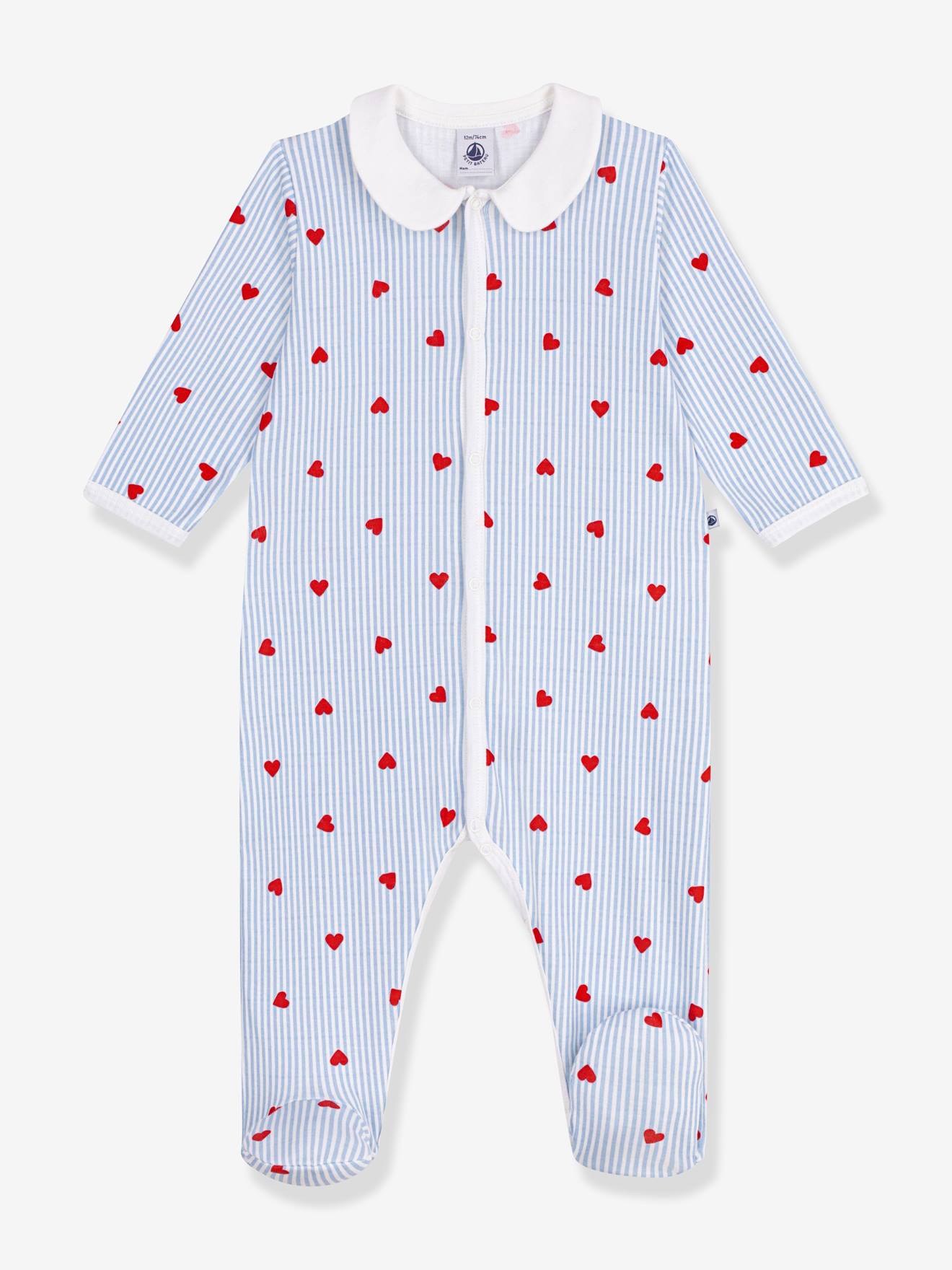 Pyjama bb col imprim coeurs bleu clair 29$