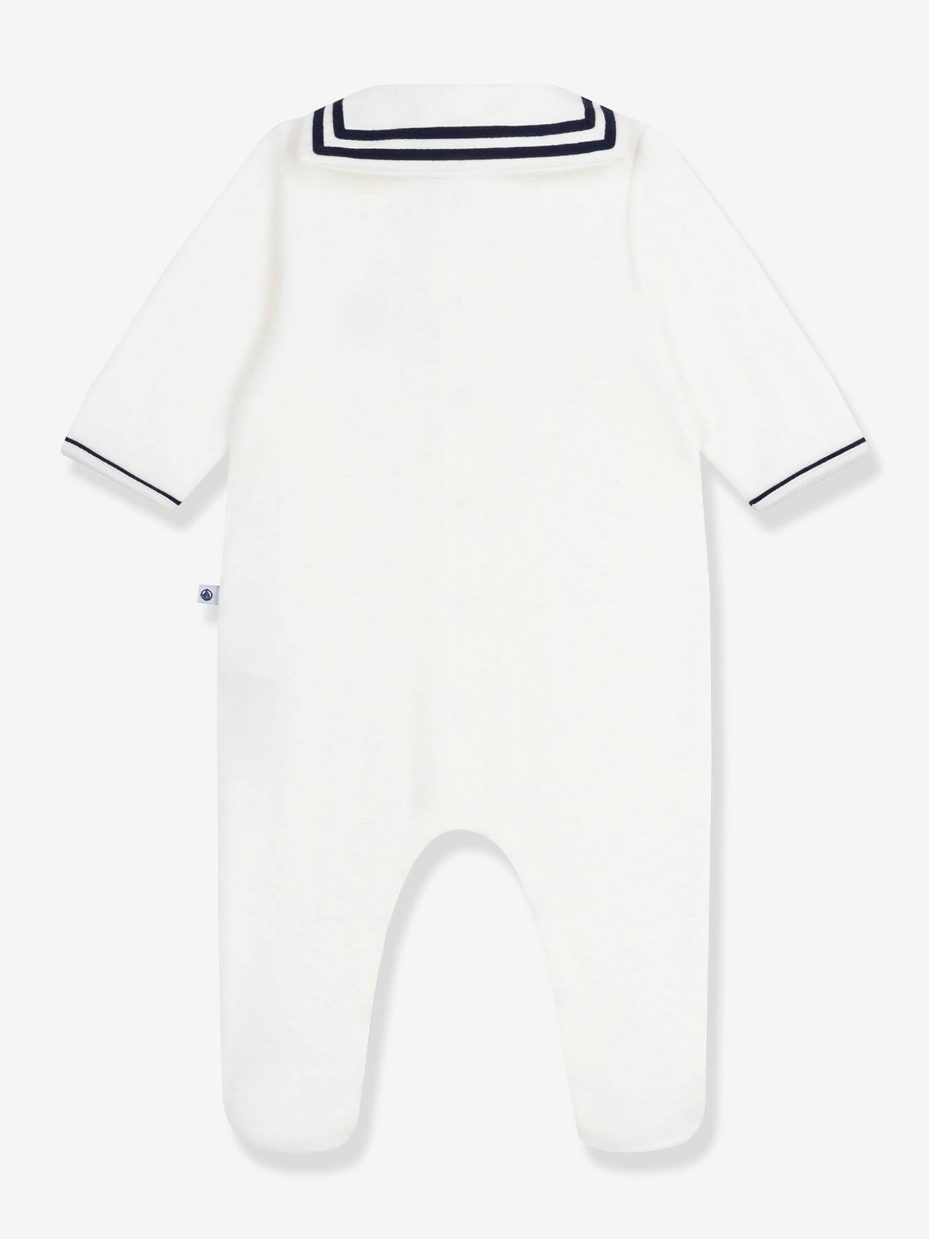 Pyjama bébé col vareuse blanc (Petit Bateau) - Image 2
