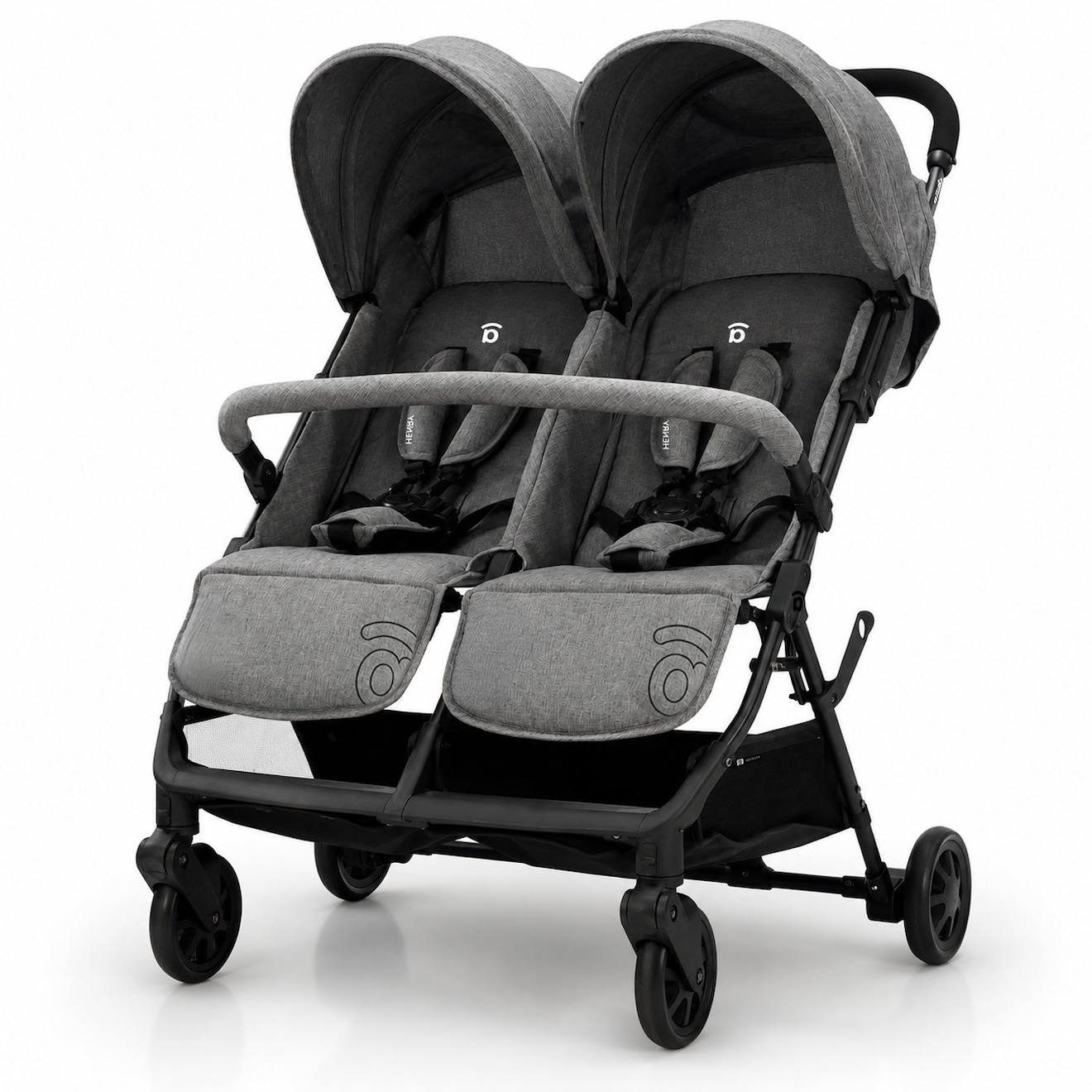 Poussette Double Pliable Henry Gris (Asalvo) - Image 1