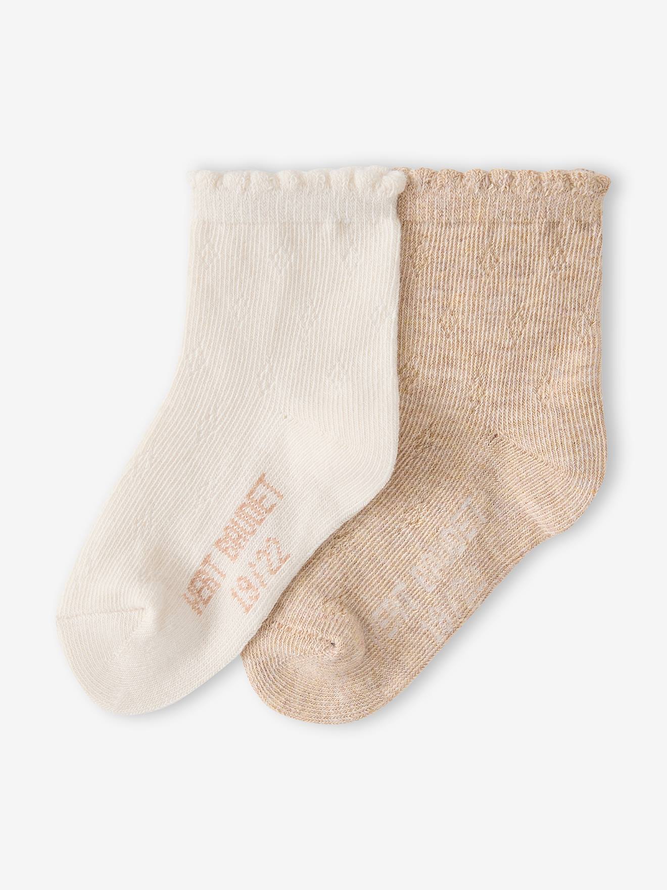 Lot de 2 chaussettes bébé fille écru
