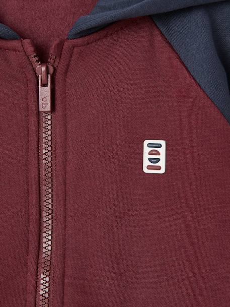 Sweat zippé garçon capuche coloblock bleu moyen+bordeaux+gris chiné+ocre+vert 7 - vertbaudet enfant 