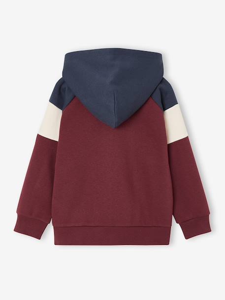 Sweat zippé garçon capuche coloblock bleu moyen+bordeaux+gris chiné+ocre+vert 6 - vertbaudet enfant 