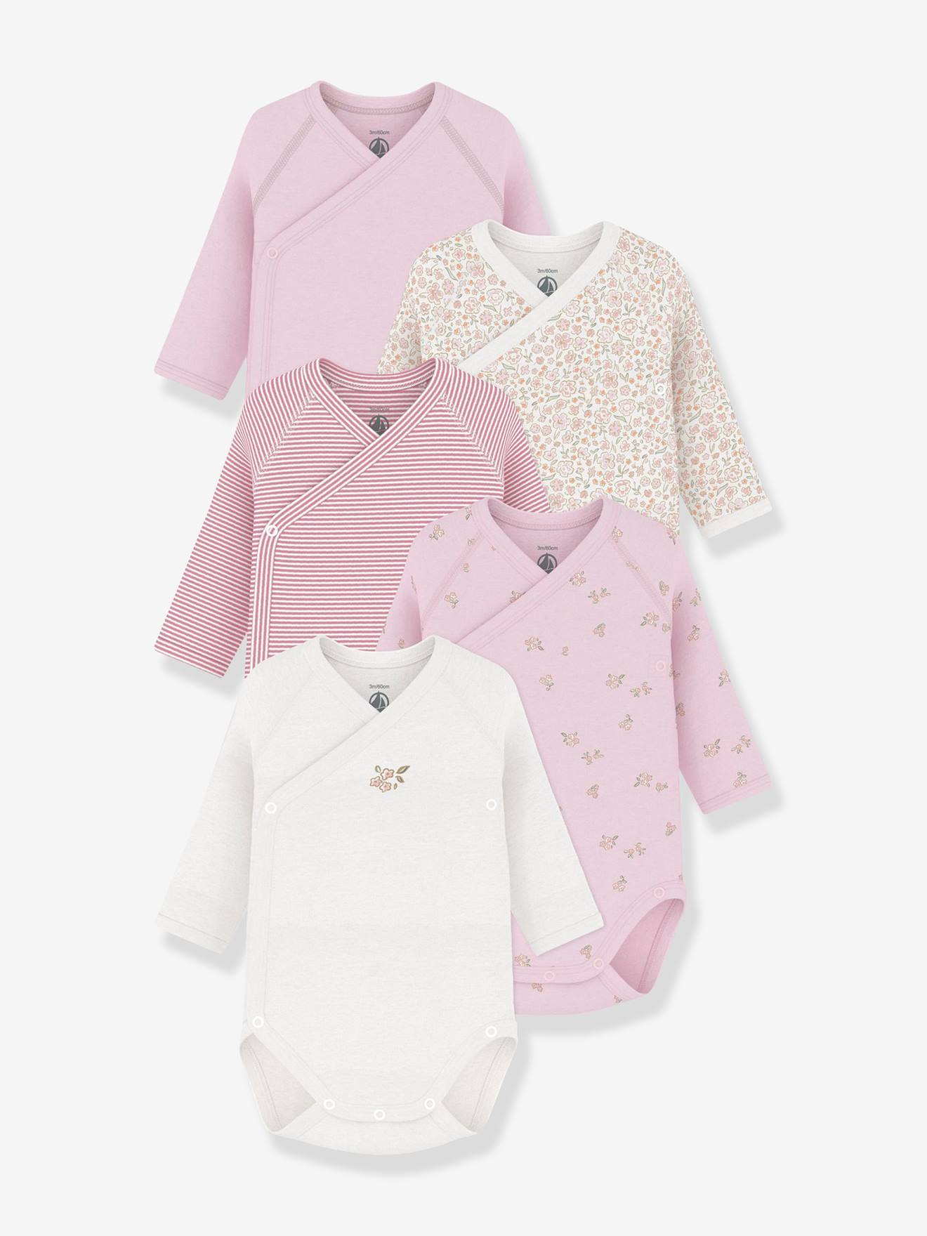 Lot 5 bodies croisés rose
