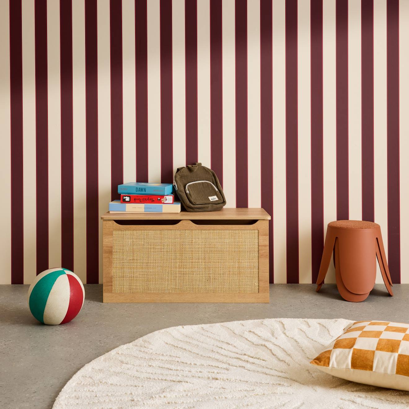 Coffre À Jouets Décor Bois Cannage, Couvercle, Poignées Latérales Pour Chambre Enfant Naturel (sweeek) - Couverture