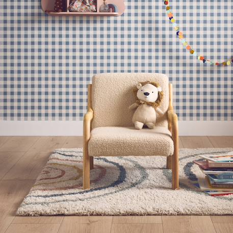 sweeek - Fauteuil Scandinave Enfant Bois D'hévéa Et Bouclette Lorens Kids. Beige