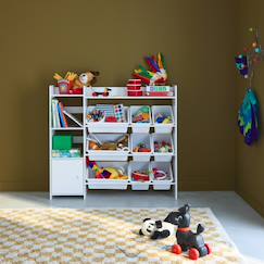 Chambre et rangement-Meuble de rangement enfant 9 bacs de rangement, 4 étagères, 1 porte