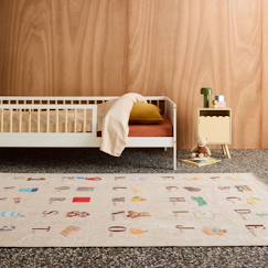 -Tapis éducatif intérieur enfant beige imprimé abécédaire - scoty