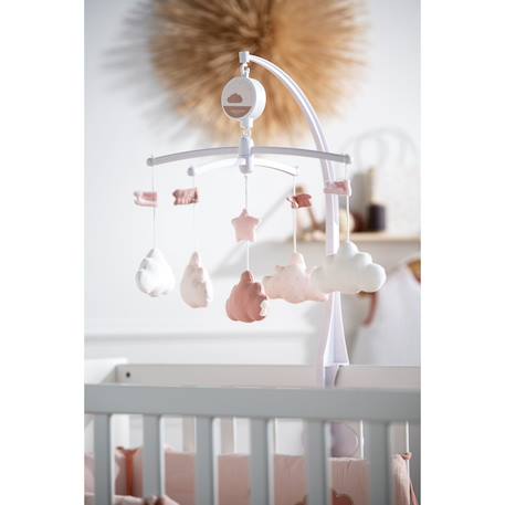 Sauthon - Mobile Musical En Velours - Lily Blanc/gris
