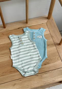 -Lot de 2 bodies bébé sans manches en éponge cayo coco