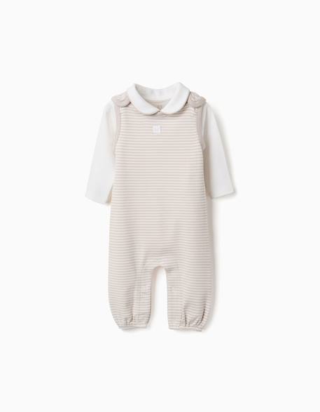 Bébé-Body à manches longues + salopette à rayures