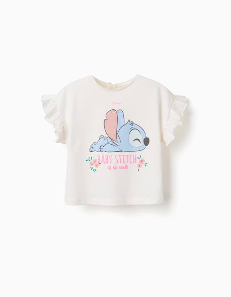 Bébé-T-shirt, sous-pull-T-shirt en coton avec imprimé stitch et volants