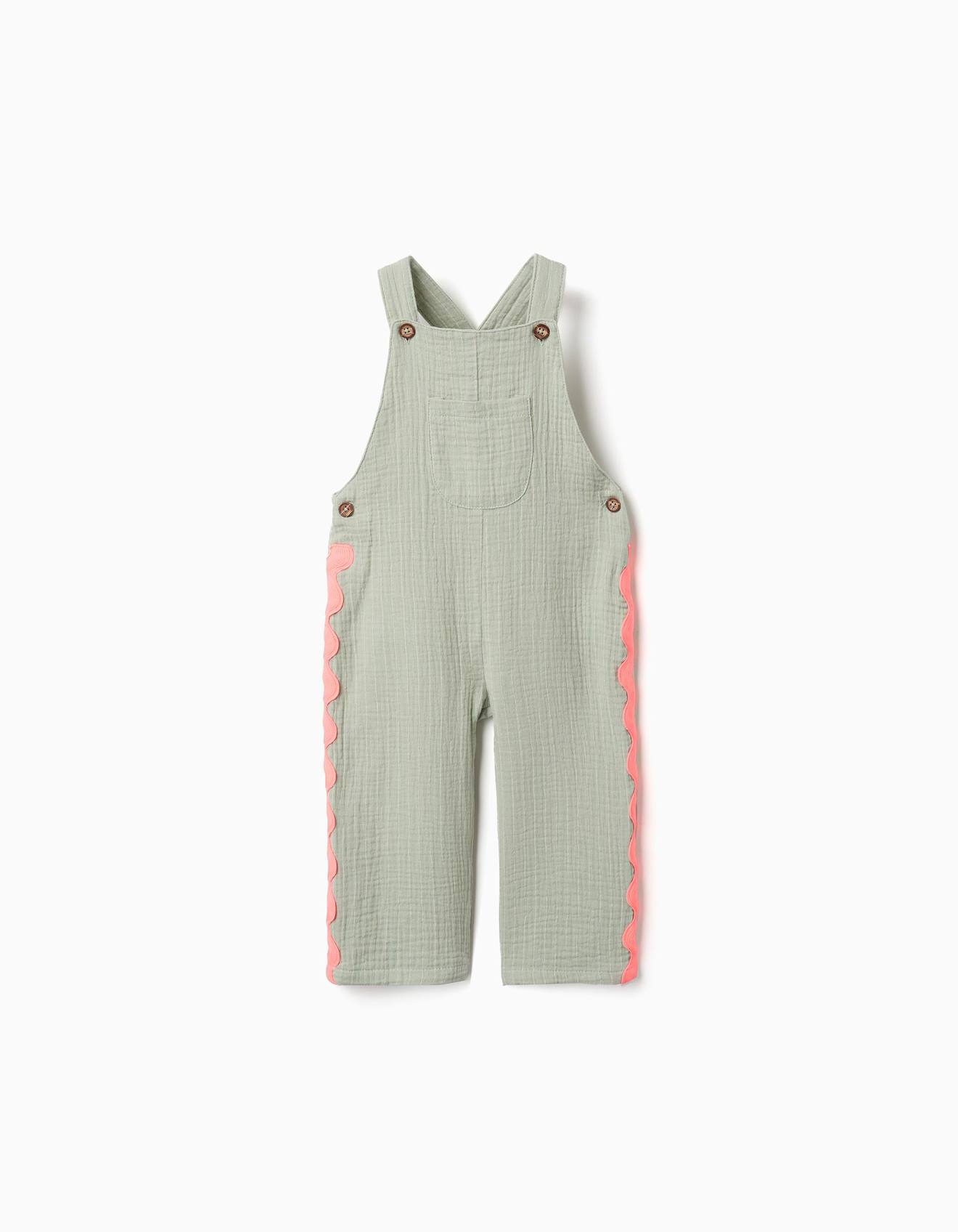 Salopette En Coton Avec Bandes Ric Rac Vert Clair
