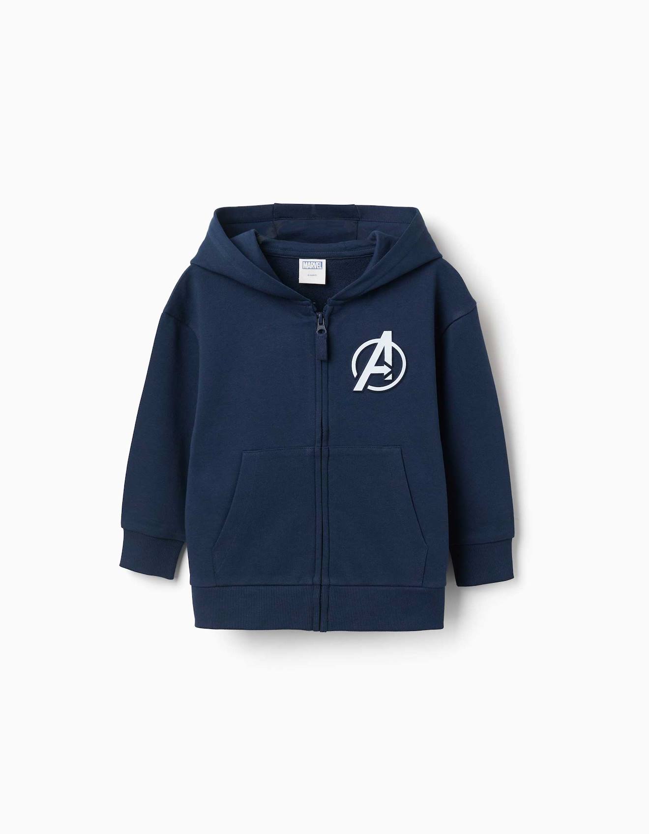 Sweat Zippé En Coton Avec Capuche Et Imprimés Avengers Bleu Foncé