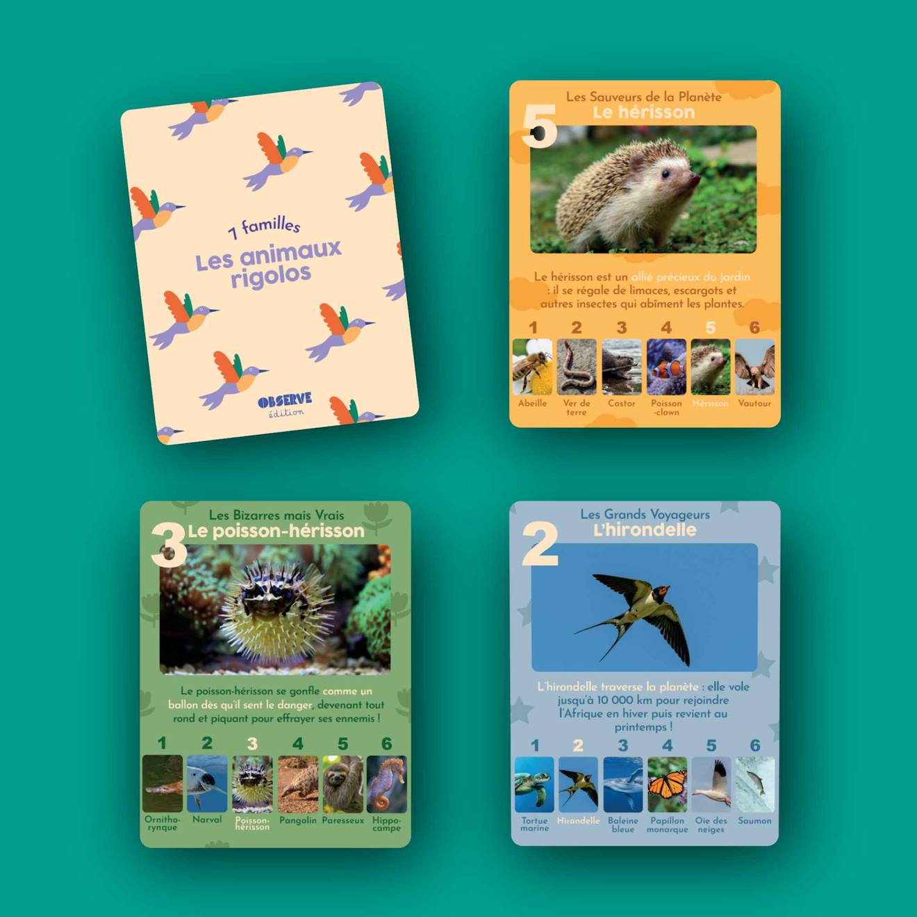 Jeu De 7 Familles, Les Animaux Rigolos Beige (Observe Montessori) - Image 1