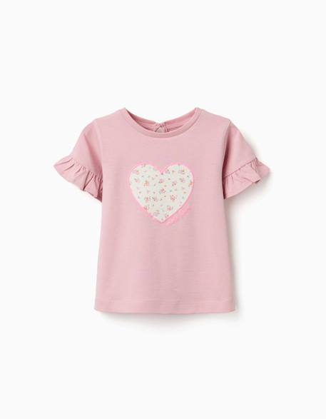 Bébé-T-shirt, sous-pull-T-shirt en coton avec imprimé cœur floral