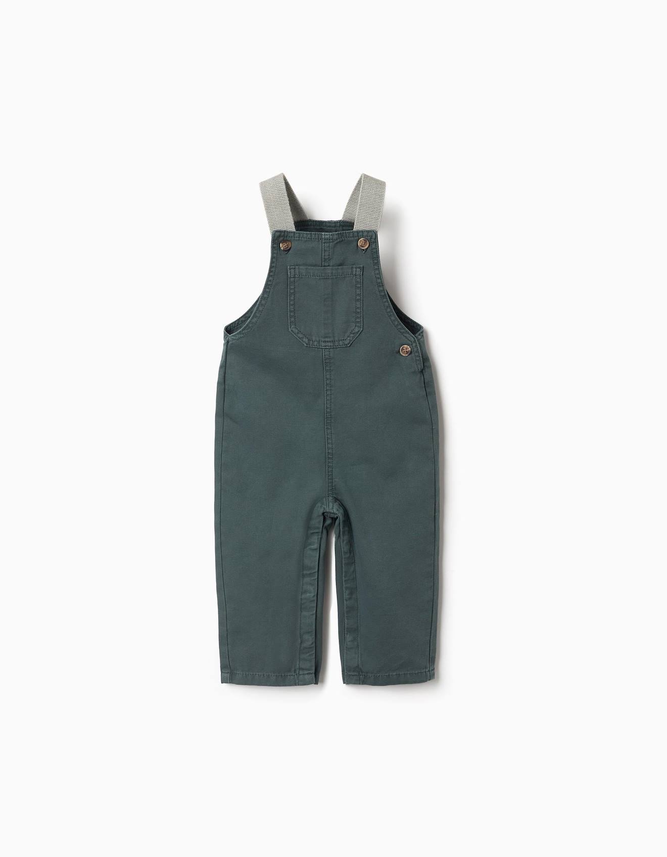 Salopette En Coton Avec Poches Vert Foncé