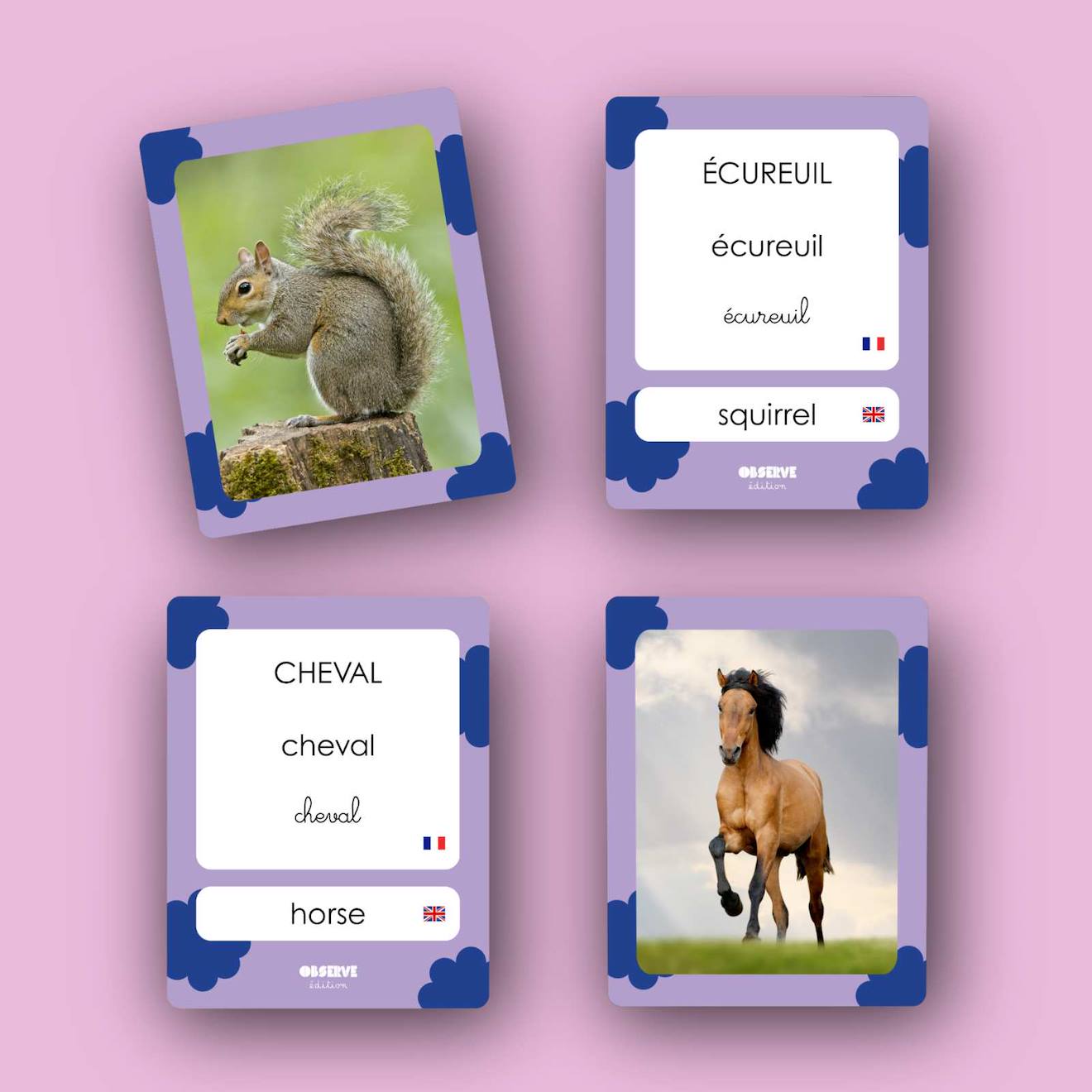Mes 40 Premiers Mots: Animaux Violet (Observe Montessori) - Image 1