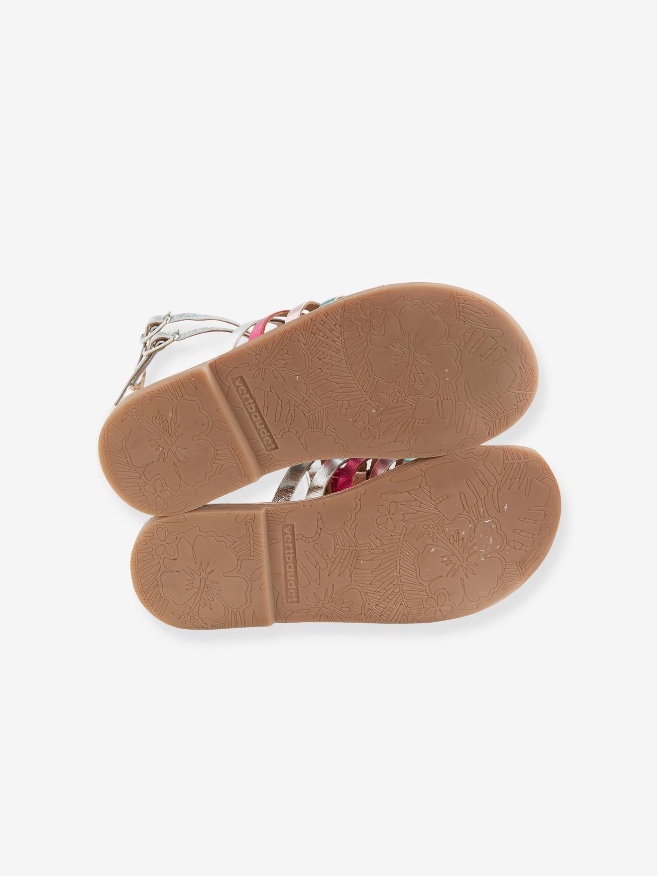 Sandales Cuir Fille Esprit Spartiates Argent Multicolore Vertbaudet