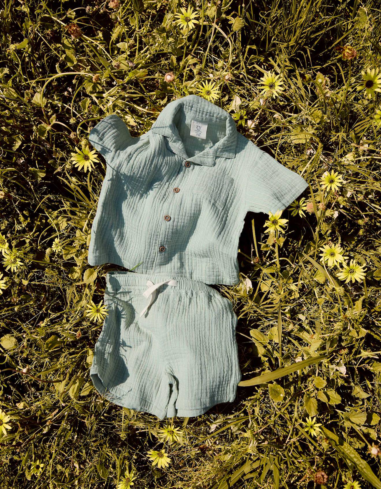 Ensemble Chemise Et Short En Coton Vert Clair 38 €
