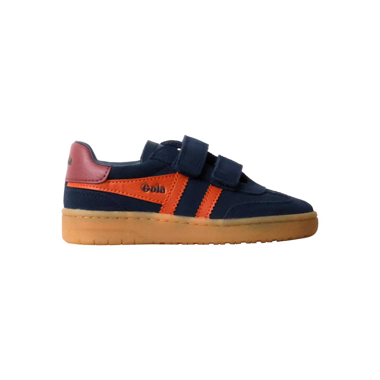 Baskets Enfant Basses À Scratch Marine Orange