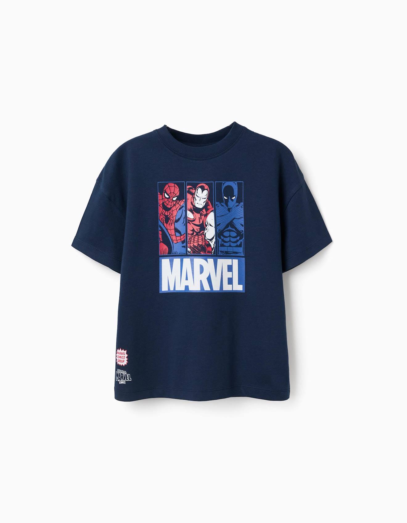 T-shirt En Coton Avec Imprimés Marvel Bleu Foncé